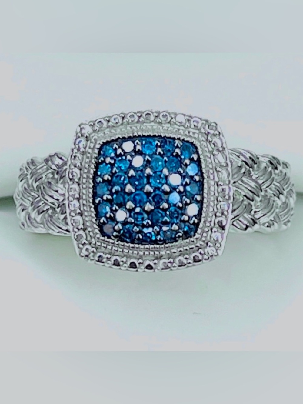 Affinity Diamonds Blue Diamond Cluster Ring Sterling Silver 925 Size 5